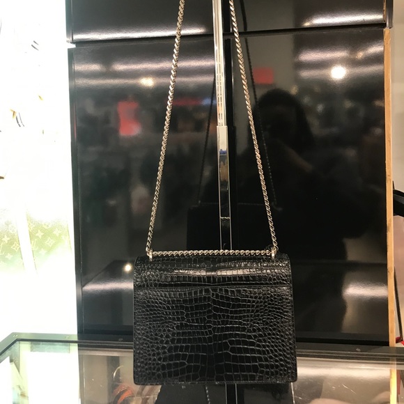 YSL SUNSET MEDIUM CROCODILE EMBOSSED SHINY LEATHER - Picture 3 of 8